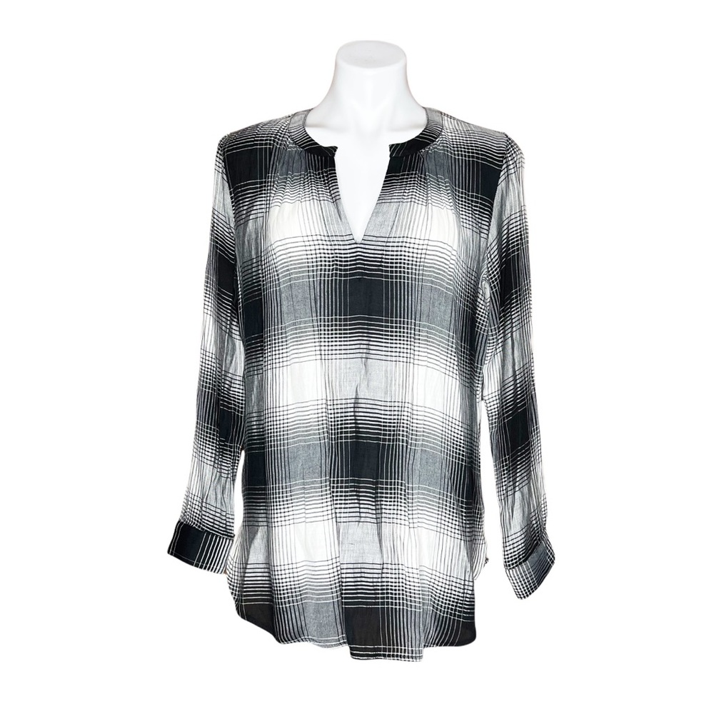 Ann Taylor Black White Long Sleeve Top Blouse